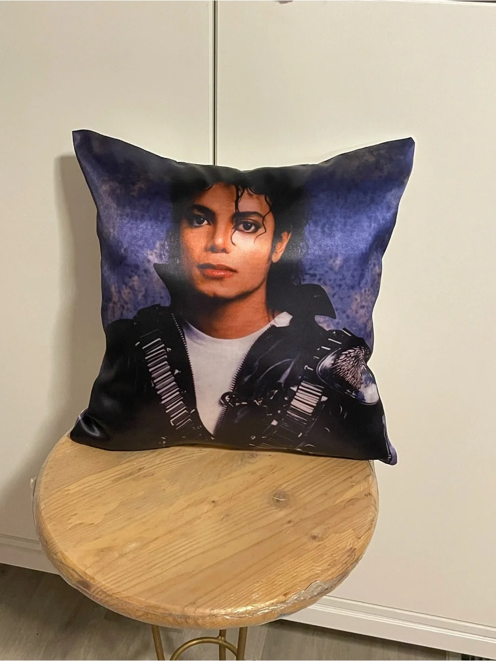 Printed Michael Jackson Accent Pillow in Blue and Black - Home Accents